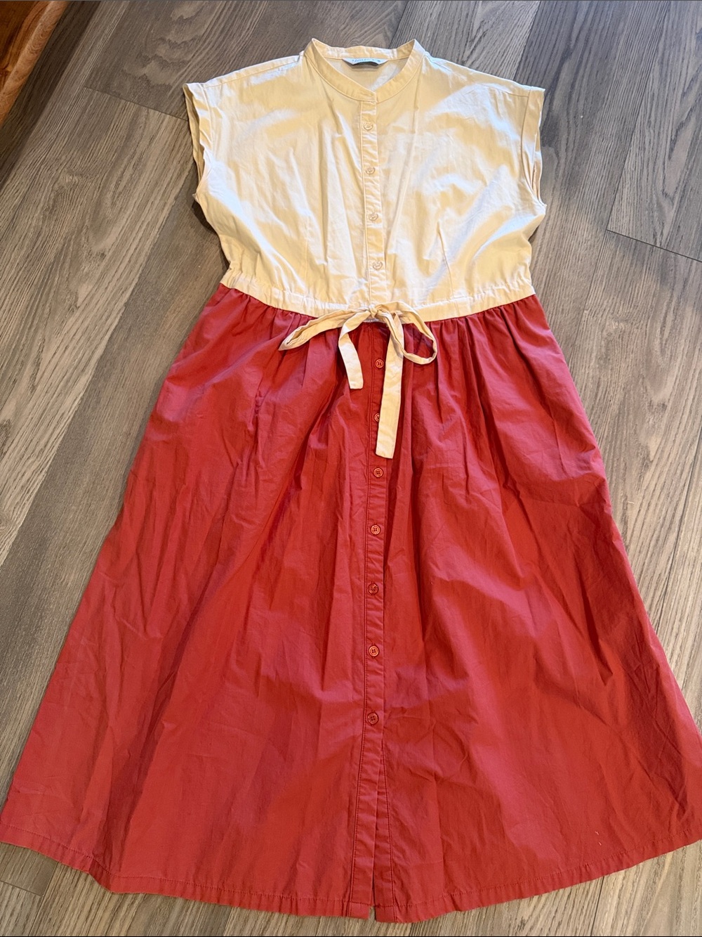 Compaña Fantastica 100% Cotton Dress EUC Medium Adjustable Tie Waist